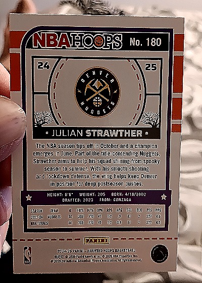 2024-25 Panini NBA Haunted Hoops #180 Julian Strawther — back