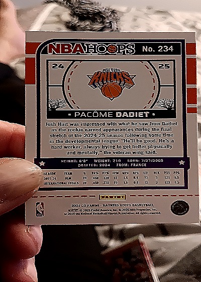 2024-25 Panini Haunted Hoops #234 Pacome Dadiet — back