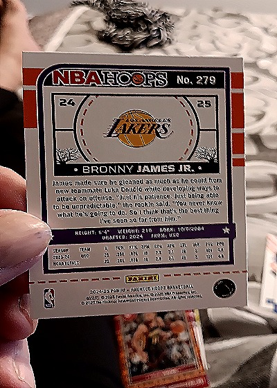 2024-25 Panini NBA Hoops Haunted Hoops #279 Bronny James Jr. — back
