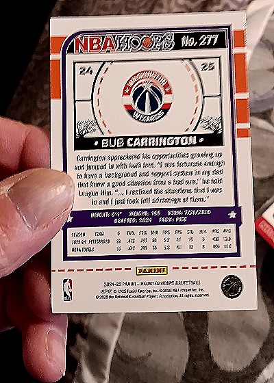 2024-25 Panini NBA Hoops Haunted Hoops #277 Bub Carrington — back