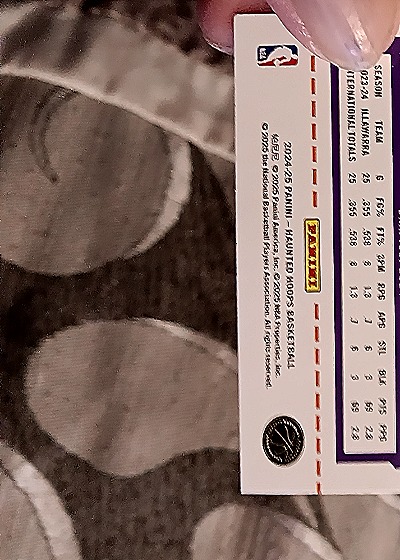 2024-25 Panini Haunted Hoops #242 AJ Johnson — back
