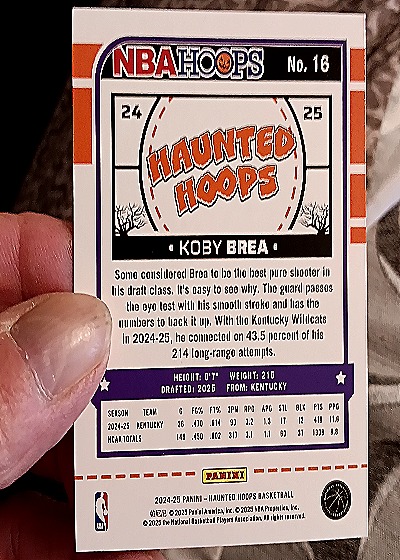 2024-25 Panini Haunted Hoops #16 Koby Brea — back
