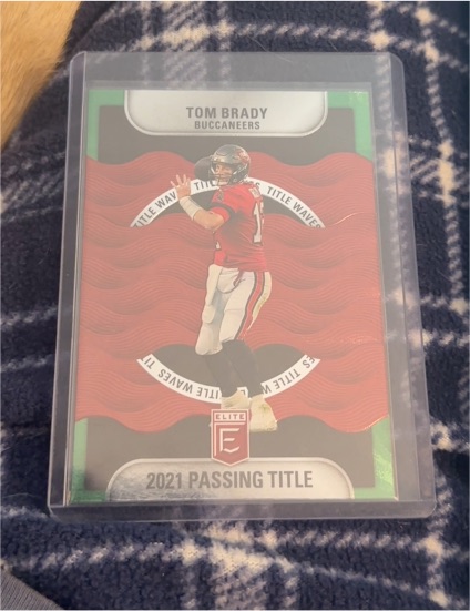 2022 Panini Donruss Elite Title Waves Green #TW3 Tom Brady 2021 Passing Title — front