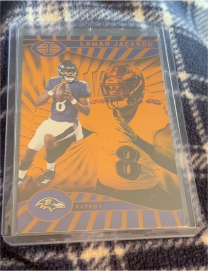 2024 Panini Illusions #7 Lamar Jackson Orange Trophy Collection — front