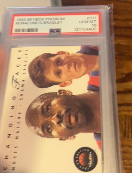 1993 Skybox Premium #311 Moses Malone & Shawn Bradley — front