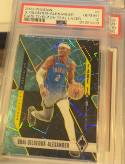 2023 Panini Phoenix #5 Shai Gilgeous-Alexander Fade To Black Teal Lazer — front