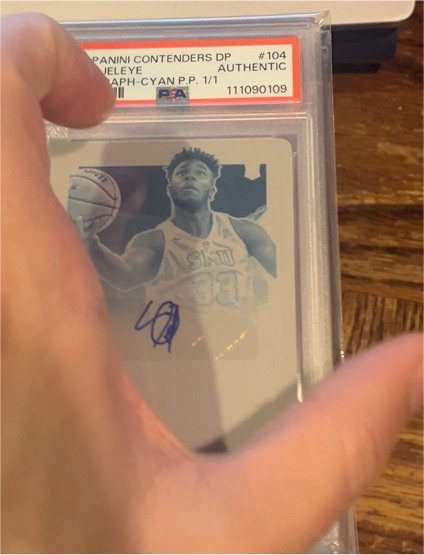 2020 Panini Contenders DP #104 Jeleye Autograph Cyan P.P. 1/1 — front
