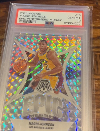 2023 Panini Mosaic #16 Magic Johnson Epic Performers Mosaic — front