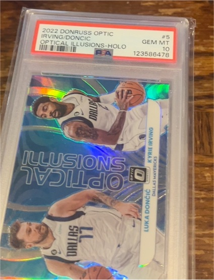 2022 Donruss Optic #5 Luka Doncic Kyrie Irving Optical Illusions Holo — front