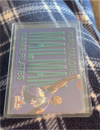 1999 NBA Hoops #3NP Karl Malone Name Plates — front