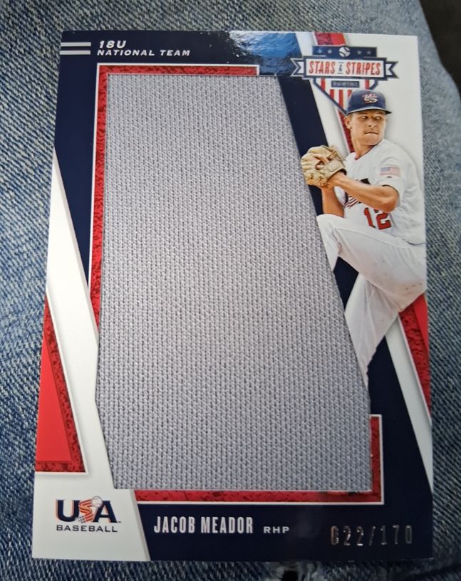 2019 Panini USA Baseball Stars & Stripes Jacob Meador Jersey Patch (MEM) /170 — front