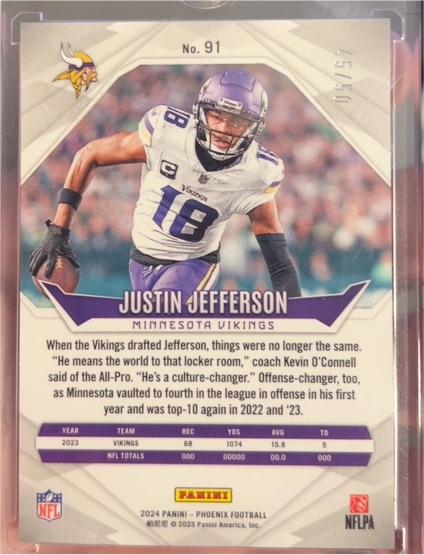 2024 Panini Phoenix Football #91 Justin Jefferson — front