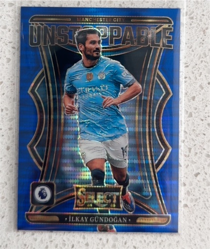 2024-25 Panini Select Premier League #25 Ilkay Gündogan Unstoppable Blue Pulsar — front
