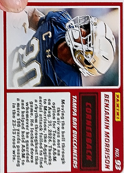2025 Panini Score-A-Treat #93 Benjamin Morrison — back