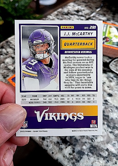 2025 Panini Score-A-Treat #291 J.J. McCarthy — back
