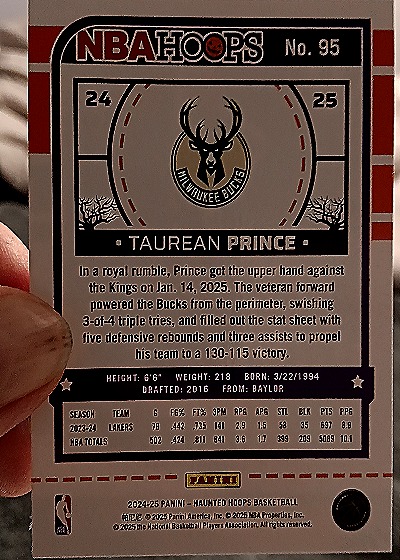 2024-25 Panini NBA Hoops #24-25 Taurean Prince — back