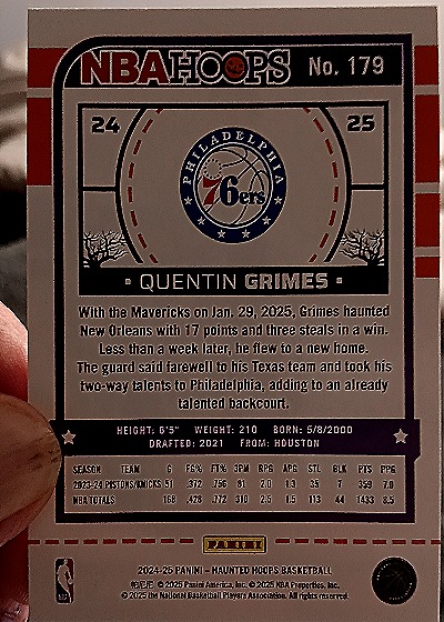 2024-25 Panini NBA Hoops #24 Quentin Grimes — back