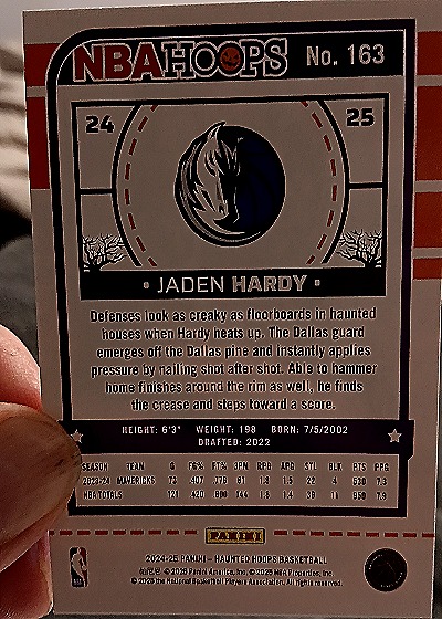 2024-25 Panini NBA Haunted Hoops #163 Jaden Hardy — back