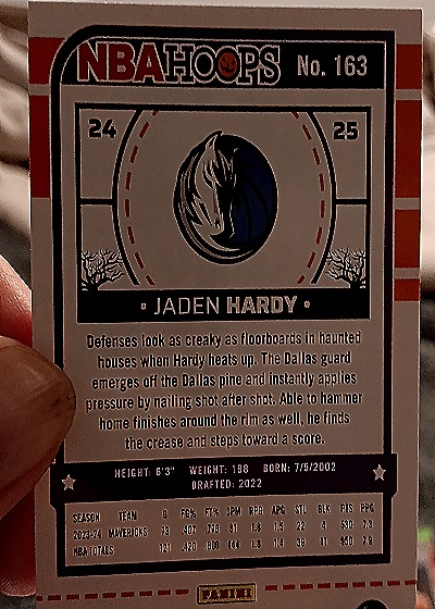 2024-25 Panini NBA Hoops #24-25 Jaden Hardy — back
