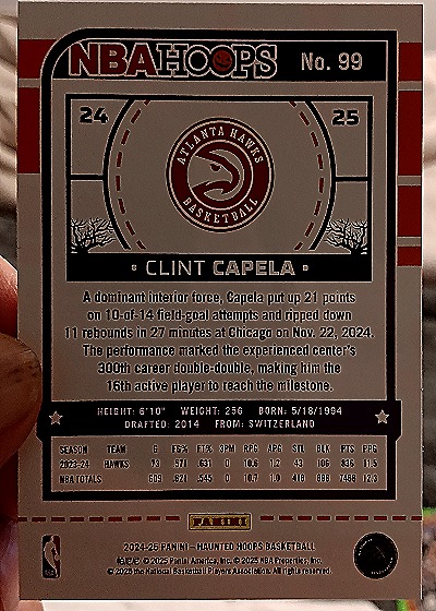 2024-25 Panini Haunted Hoops #99 Clint Capela — back