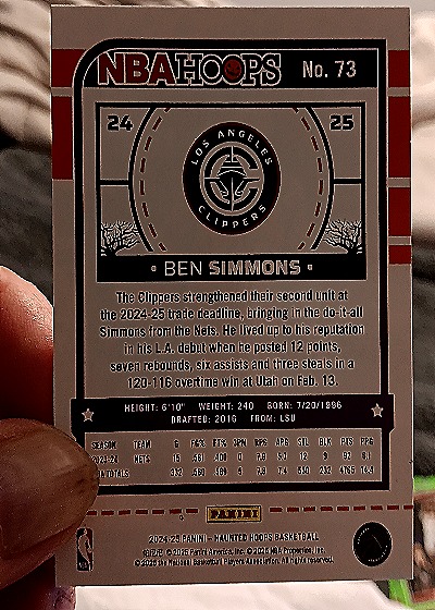 2024-25 Panini NBA Haunted Hoops #73 Ben Simmons — back