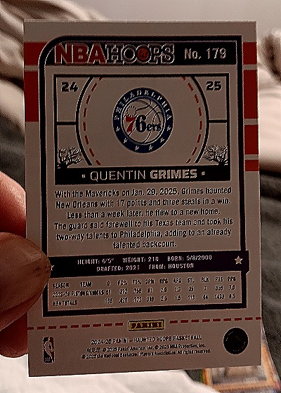 2024-25 Panini NBA Hoops Haunted Hoops #24 Quentin Grimes — back