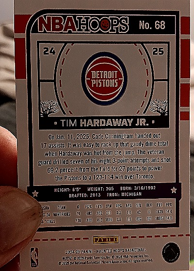 2024-25 Panini NBA Hoops #68 Tim Hardaway Jr. — back