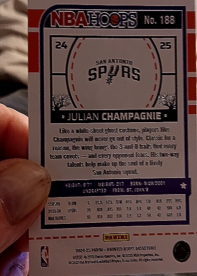 2024-25 Panini NBA Hoops Haunted Hoops #24-25 Julian Champagnie — back