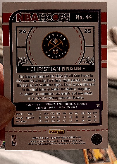 2024-25 Panini NBA Hoops #44 Christian Braun — back