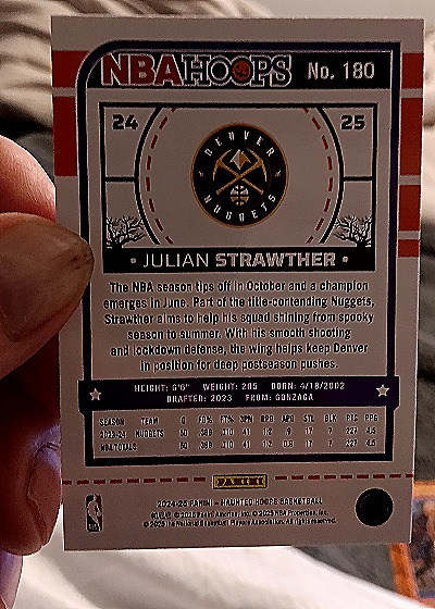 2024-25 Panini Haunted Hoops #180 Julian Strawther — back