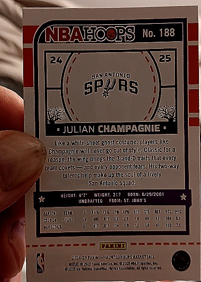 2023-24 Panini Haunted Hoops #188 Julian Champagnie — back