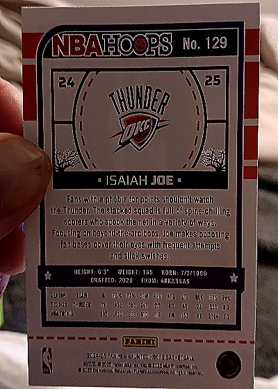 2020 Panini NBA Hoops #129 Isaiah Joe — back