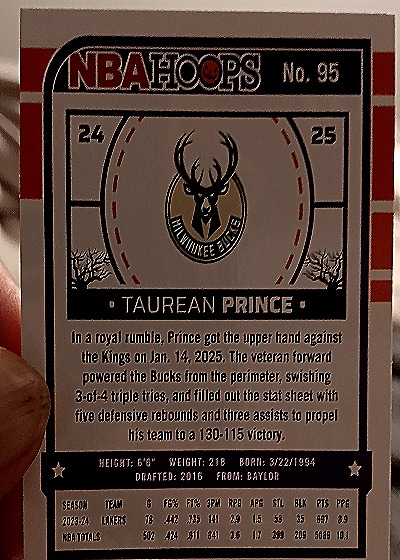 2023-24 NBA Hoops #95 Taurean Prince — back