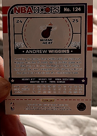 2024-25 Panini Haunted Hoops #124 Andrew Wiggins — back