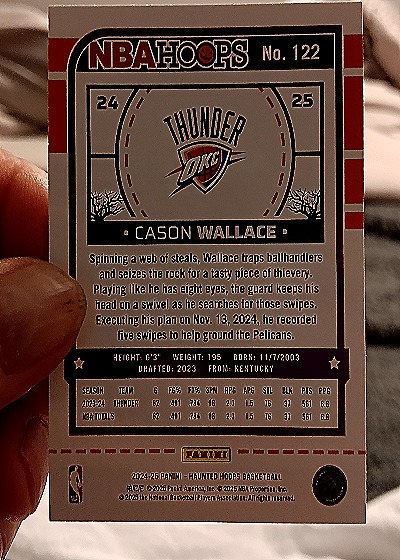 2024-25 Panini NBA Hoops #68 Cason Wallace — back