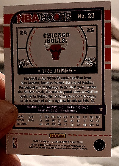 2024-25 Panini Haunted Hoops #23 Tre Jones — back