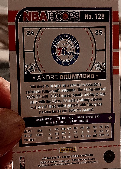2024-25 Panini Haunted Hoops #128 Andre Drummond — back