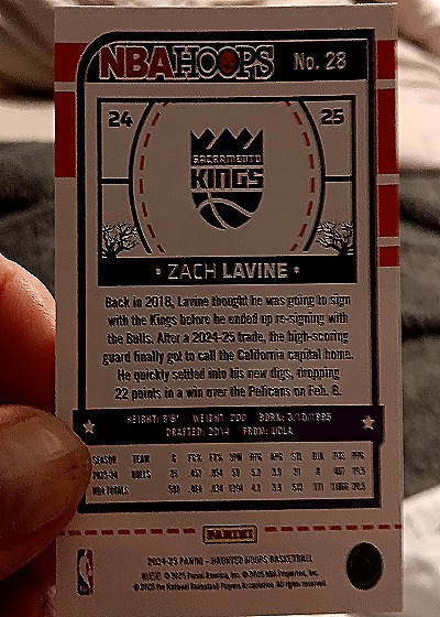 2024-25 Panini Haunted Hoops #24-25 Zach LaVine — back