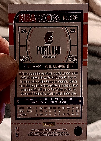 2024-25 Panini NBA Hoops Haunted Hoops #229 Robert Williams III — back