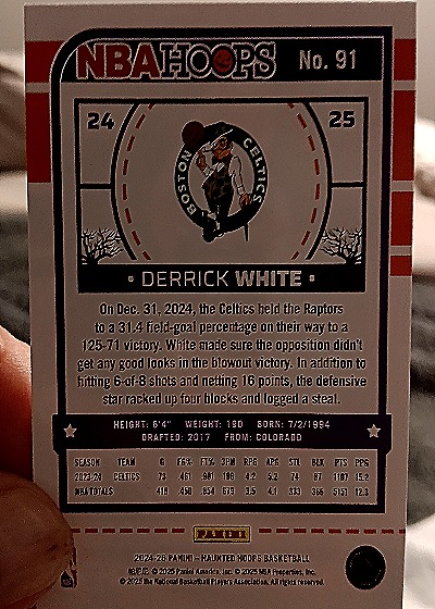 2024-25 Panini NBA Hoops Haunted Hoops #91 Derrick White — back