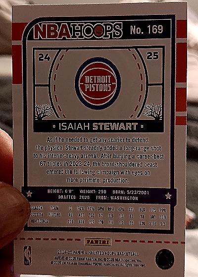 2024-25 Panini Haunted Hoops #169 Isaiah Stewart — back