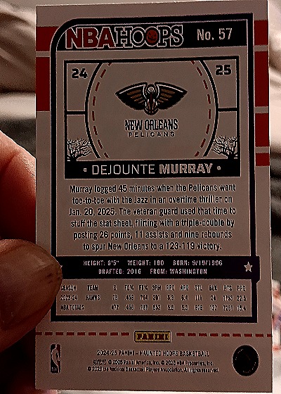 2024-25 Panini NBA Hoops Haunted Hoops #57 Dejounte Murray — back