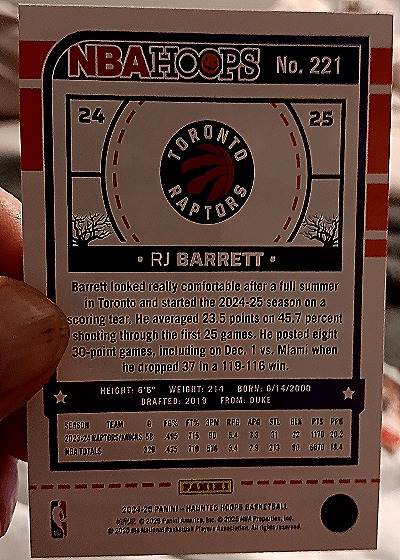 2024-25 Panini NBA Hoops Haunted Hoops #221 RJ Barrett — back