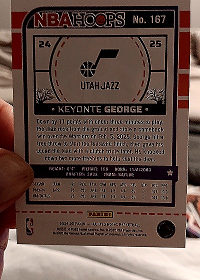 2024-25 Panini Hoops Haunted Hoops #167 Keyonte George — back
