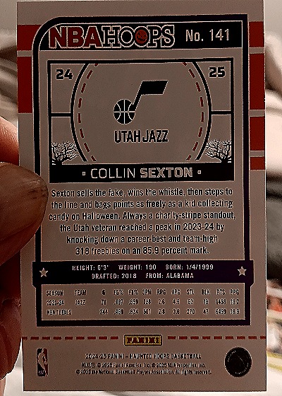 2024-25 Panini NBA Hoops #141 Collin Sexton — back