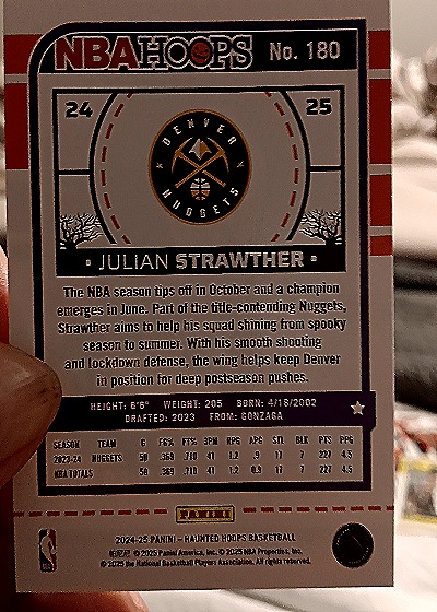 2024-25 Panini Hoops #180 Julian Strawther — back
