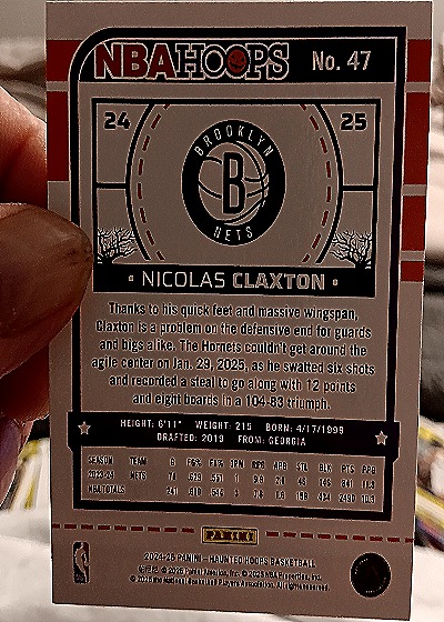 2024-25 Panini Haunted Hoops #47 Nicolas Claxton — back