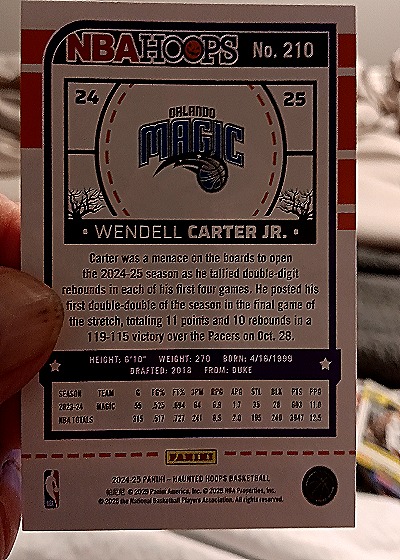 2024-25 Panini Haunted Hoops #210 Wendell Carter Jr. — back