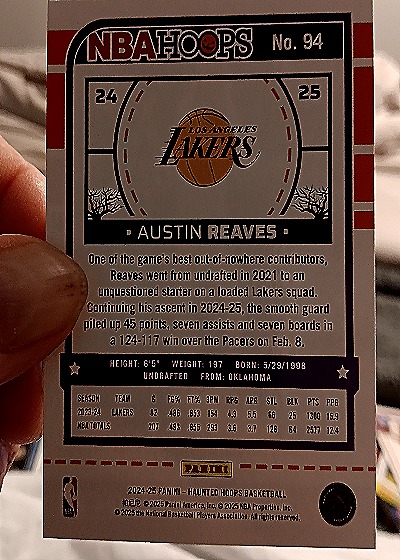 2024-25 Panini NBA Hoops #94 Austin Reaves — back