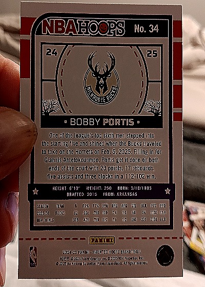 2024-25 Panini NBA Hoops #34 Bobby Portis — back